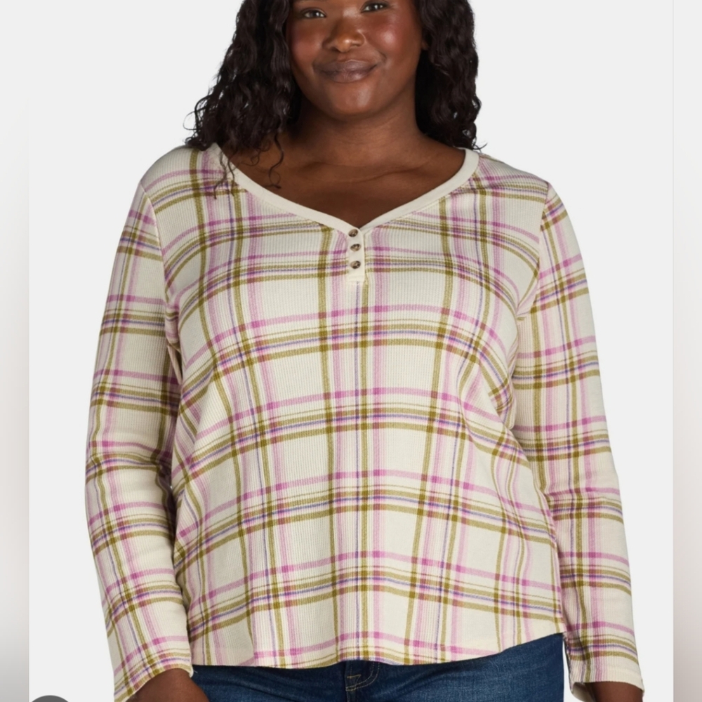 Plus Size Terra & Sky Thermal Henley Top